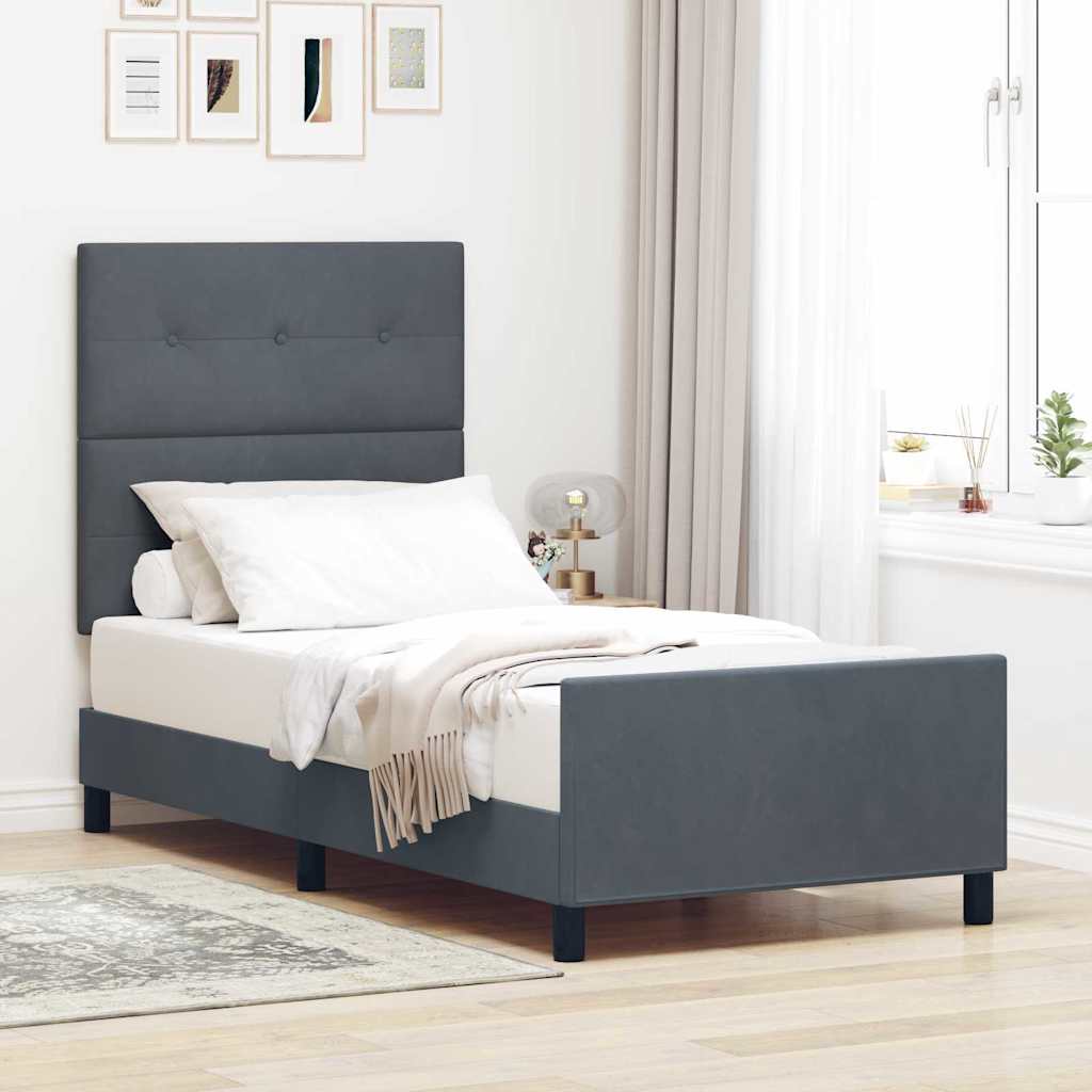 JUNG Vida Boxspringbett mit Kopfteil Dunkelgrau 100 x 200 cm Samt