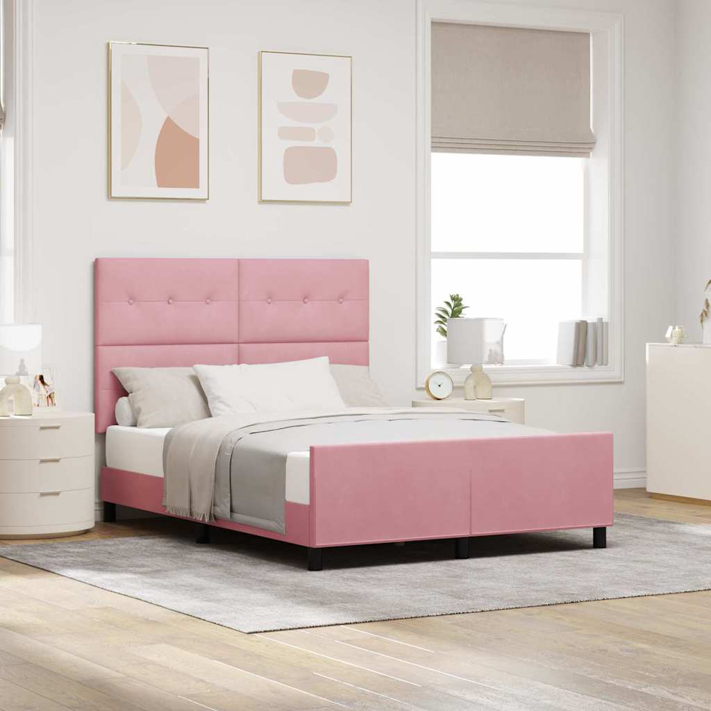 JUNG Vida Boxspringbett mit Kopfteil Rosa 140 x 190 cm Samt