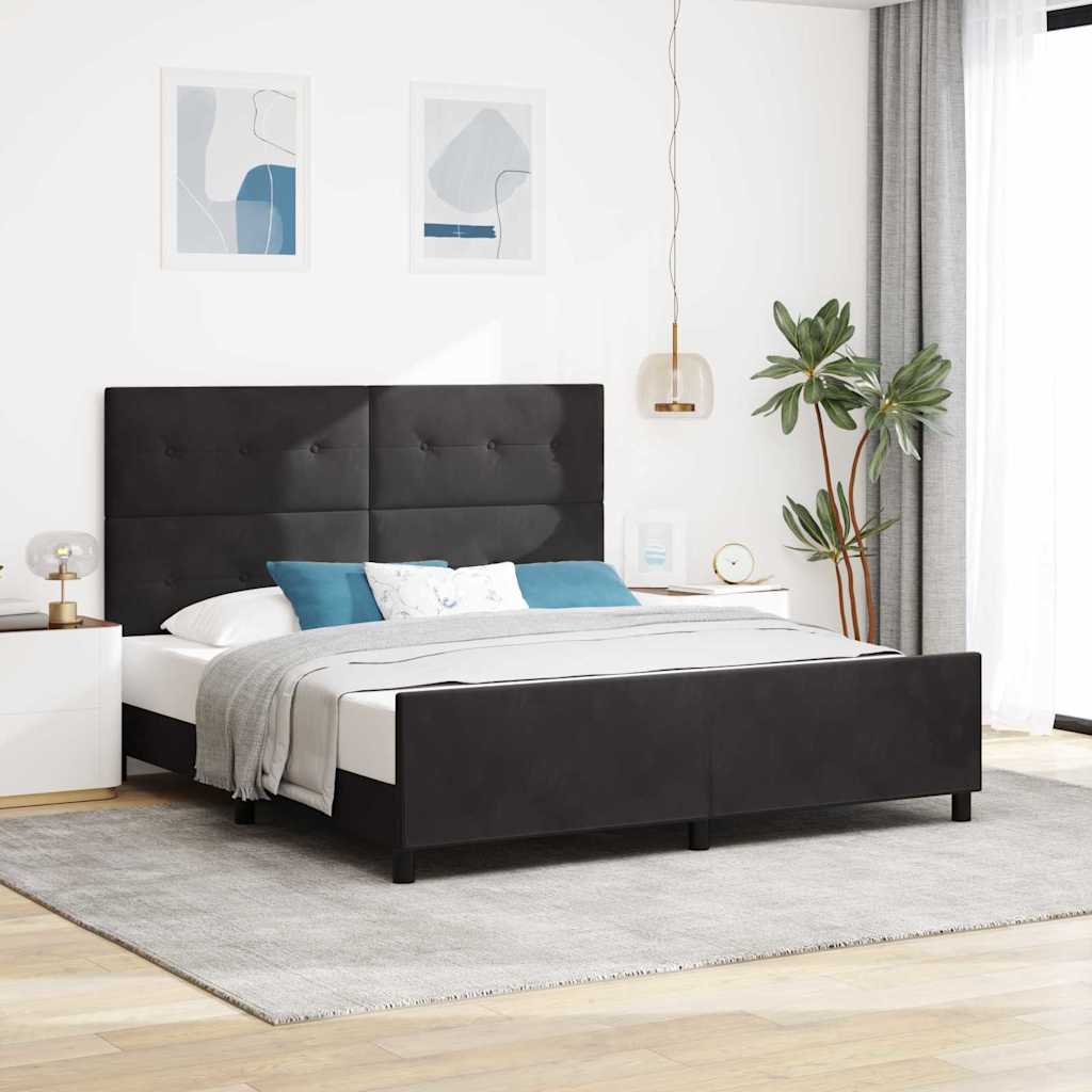 JUNG Vida Boxspringbett mit Kopfteil Schwarz 180 x 200 cm Samt