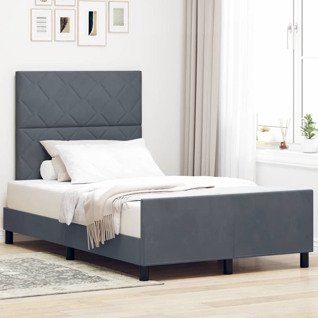 JUNG Vida Boxspringbett mit Kopfteil Dunkelgrau 120 x 200 cm Samt