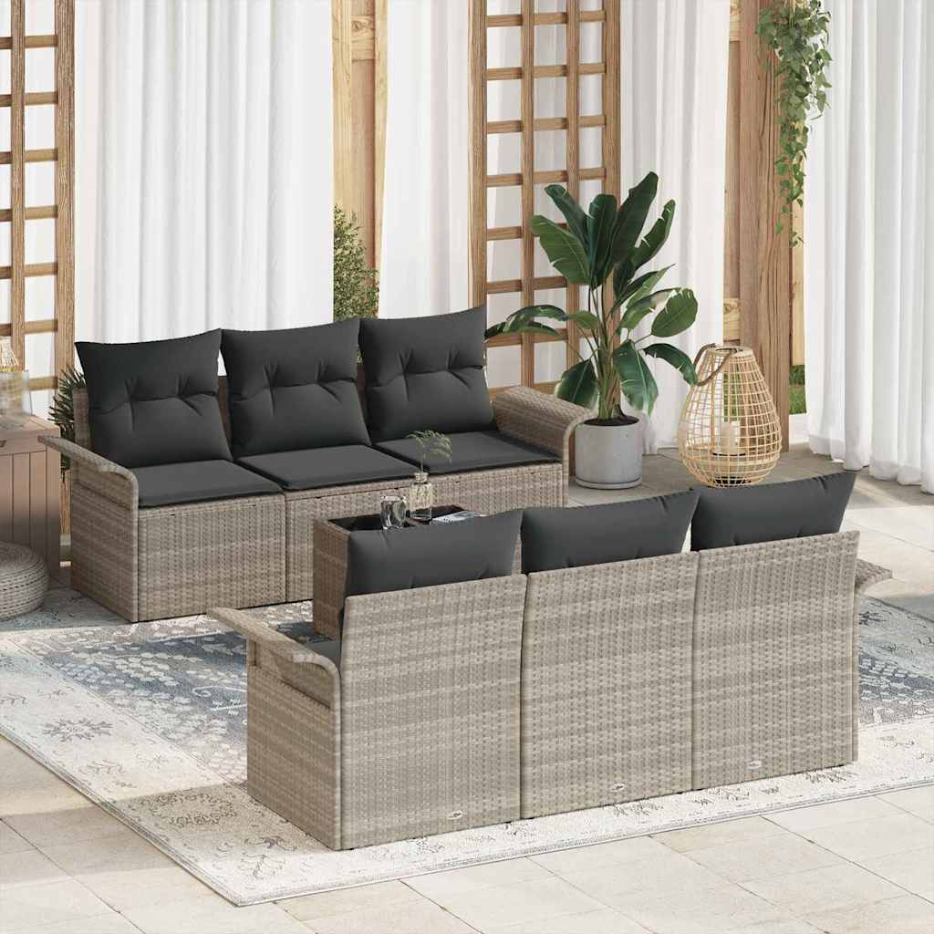 JUNG Vida Gartensofa-set 7 pcs Hellgrau und Dunkelgrau Poly-Rattan