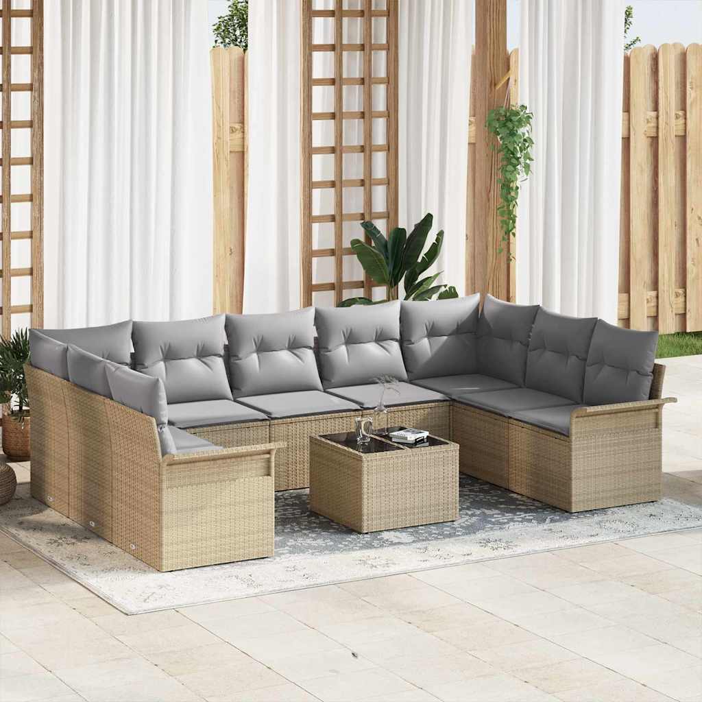 JUNG Vida Gartensofa-set mit Speicher 10 pcs Schwarz Poly-Rattan