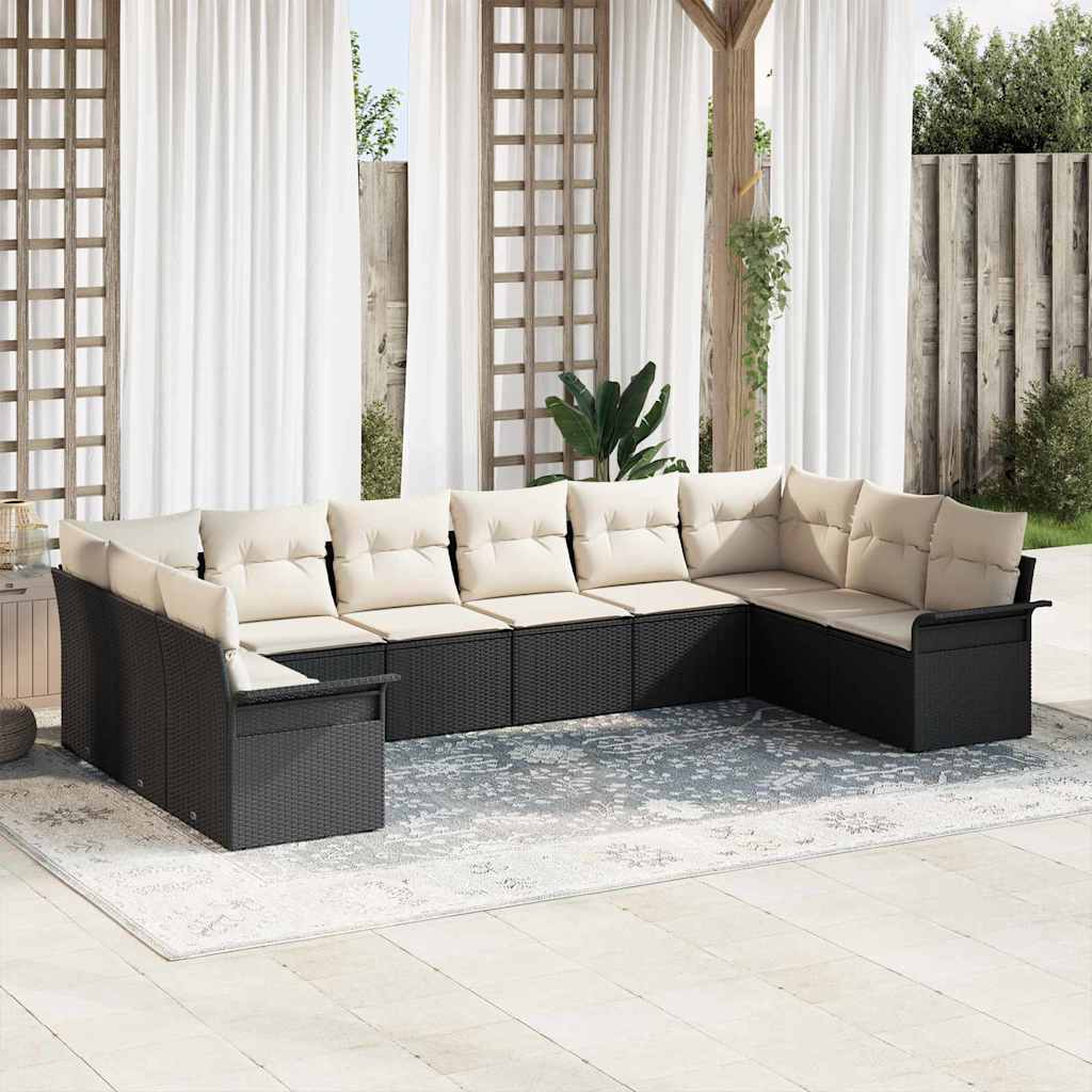 JUNG Vida Gartensofa-set mit Speicher 10 pcs Schwarz Poly-Rattan