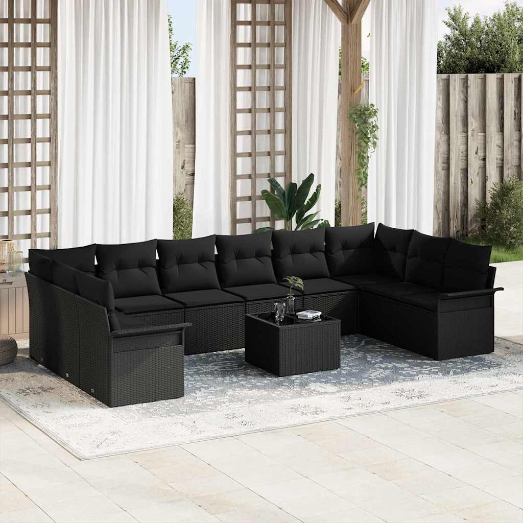 JUNG Vida Garten-Sofa-Set mit Kissen 11 pcs Beige Poly Rattan