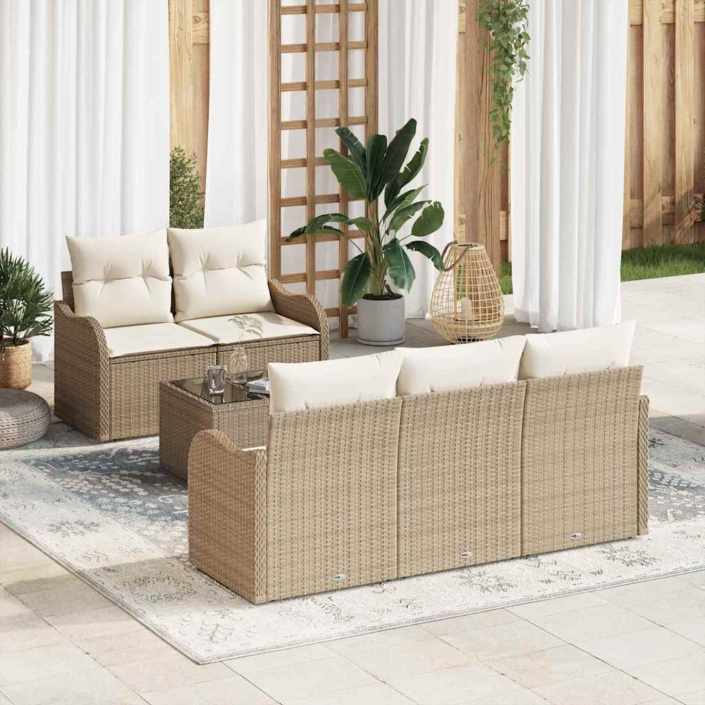 JUNG Vida Garten-Sofa-Set mit Kissen mit Speicher 6 pcs Beige und Creme