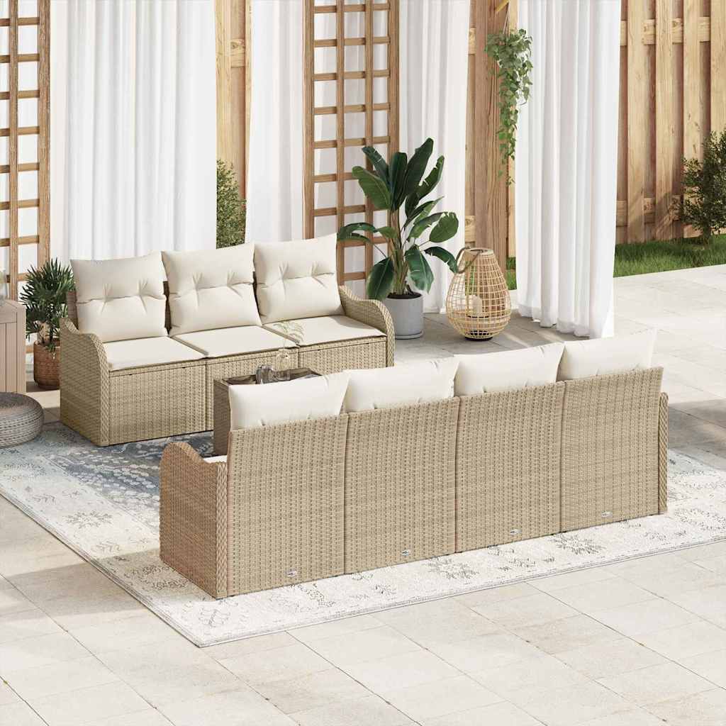 JUNG Vida Gartensofa-set mit Kissen mit Speicher 8 pcs Beige und Creme