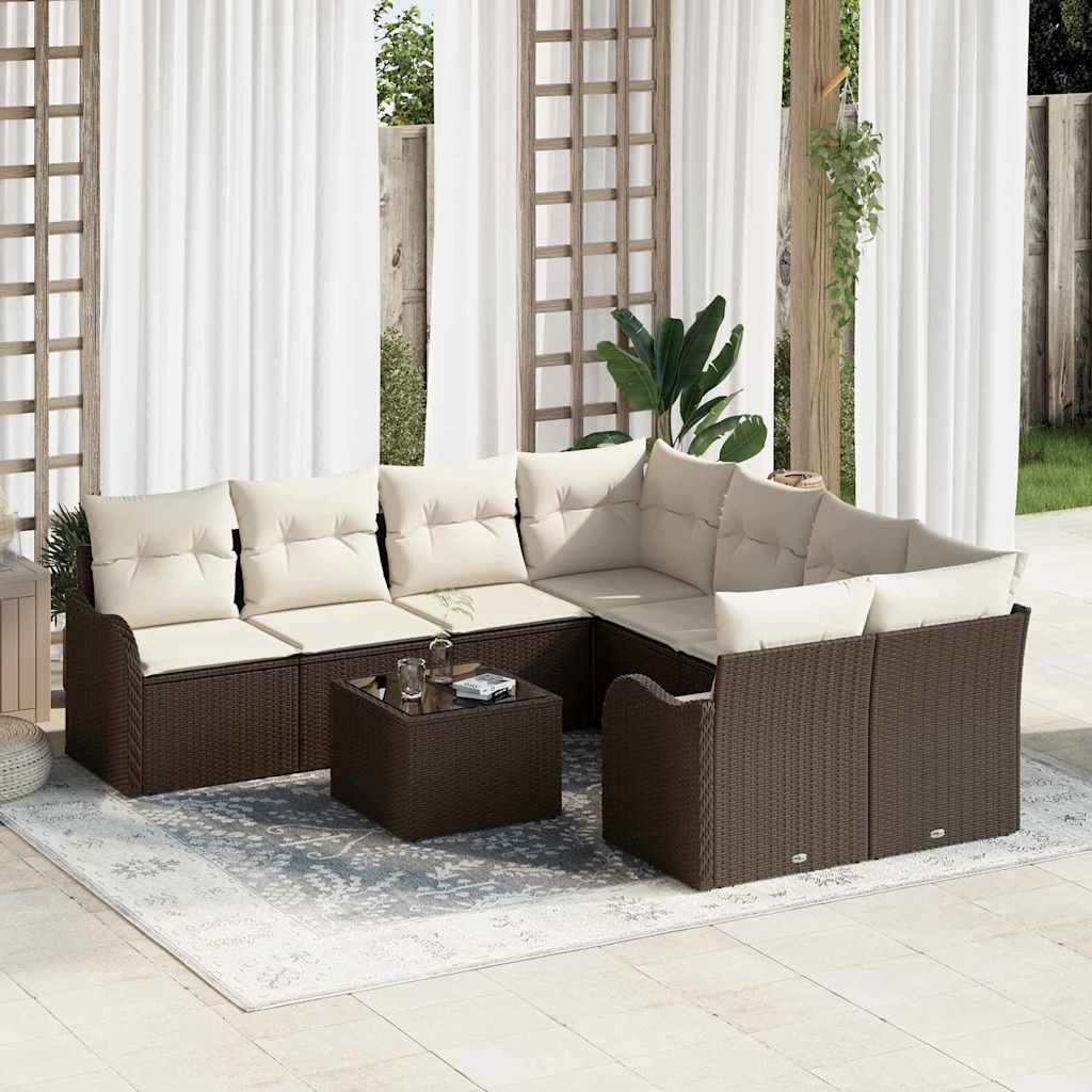 JUNG Vida Gartensofa-set mit Kissen mit Speicher 9 pcs Braun und Creme