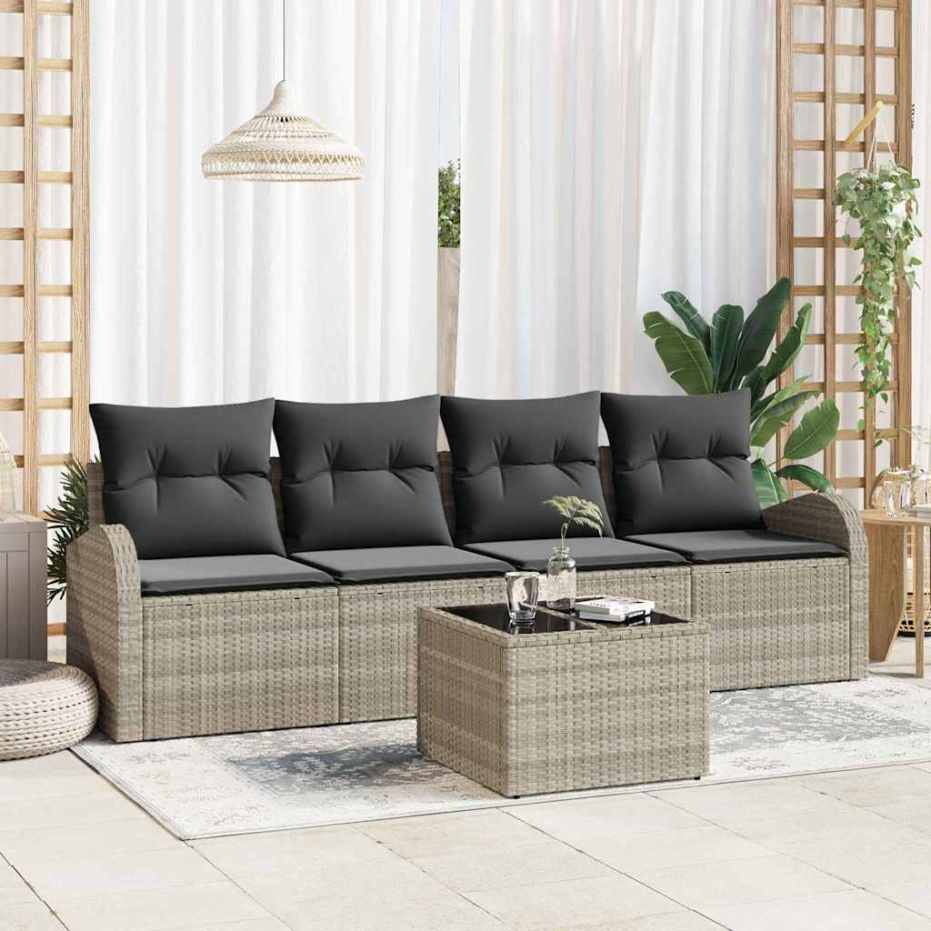 JUNG Vida Garten-Sofa-Set mit Kissen 5 pcs Hellgrau und Dunkelgrau