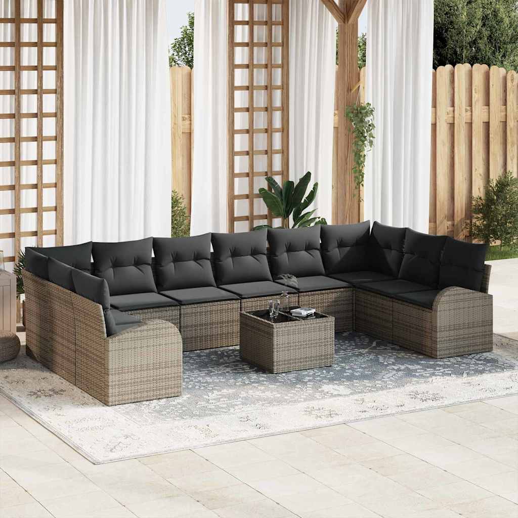 JUNG Vida Gartensofa-set mit Kissen 11 pcs Hellgrau Poly-Rattan
