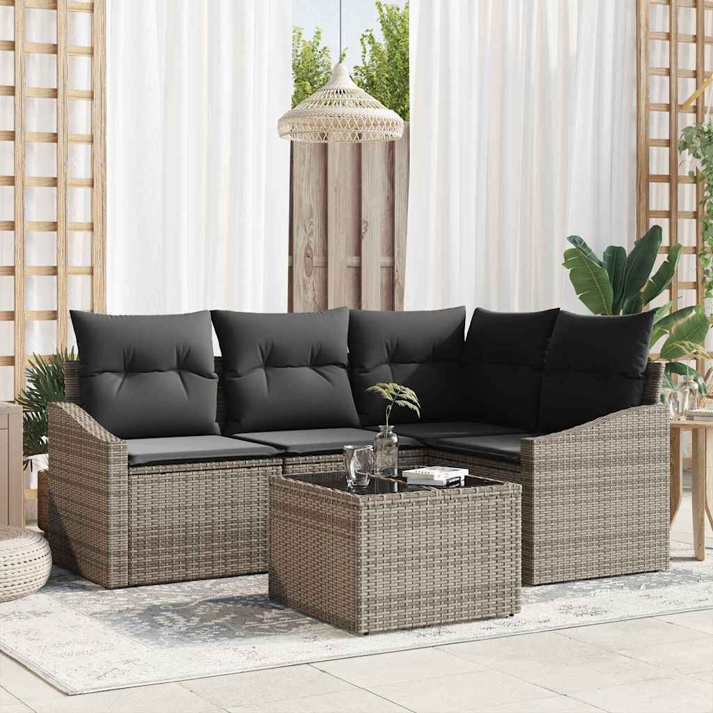 JUNG Vida Gartensofa-set mit Kissen 5 pcs Hellgrau Poly-Rattan