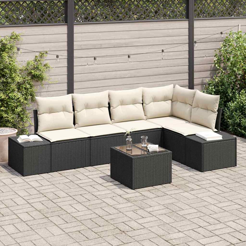 JUNG Vida Gartensofa-set mit Speicher Braun und Creme Poly-Rattan
