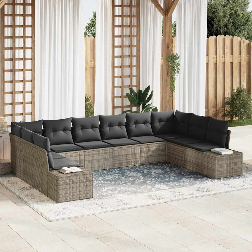 JUNG Vida Gartensofa-set mit Kissen 10 pcs Grau Polyrattan