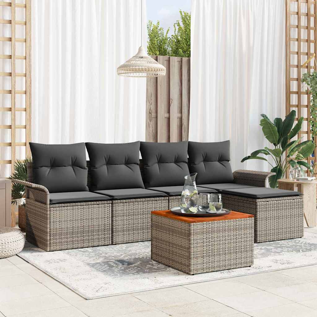 JUNG Vida Gartensofa-set mit Speicher 6 pcs Grau Poly-Rattan