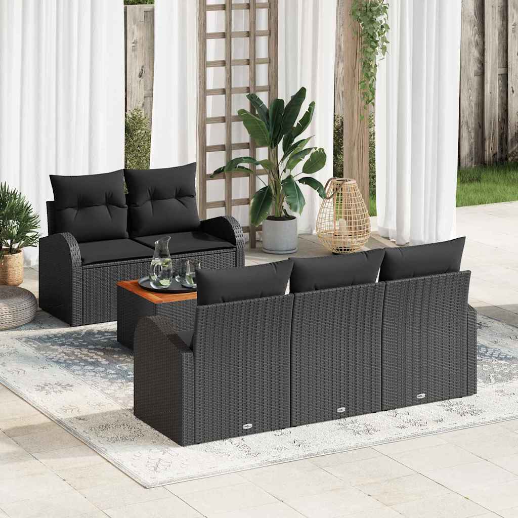 JUNG Vida Gartensofa-set mit Speicher 6 pcs Schwarz Poly-Rattan