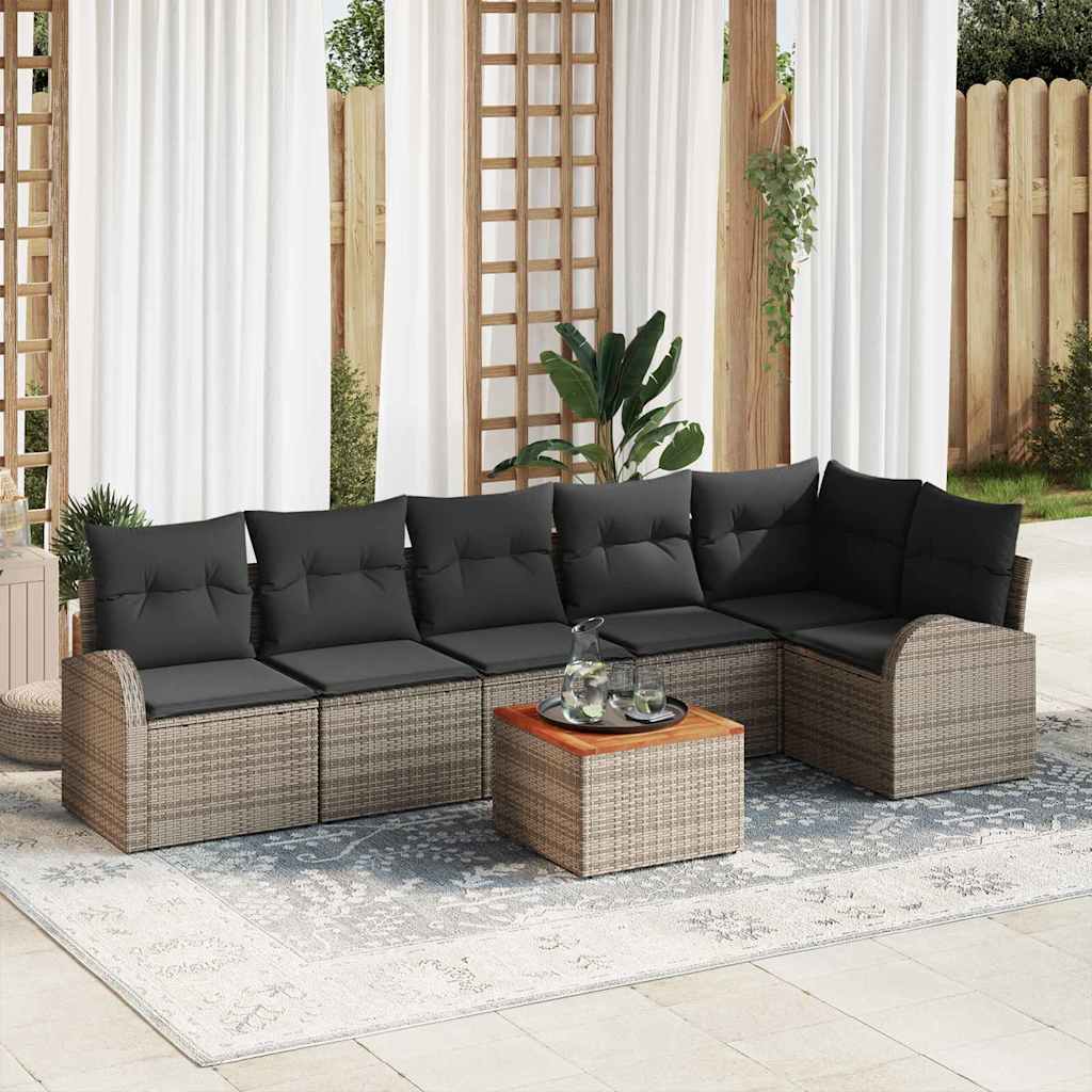 JUNG Vida Gartensofa-set mit Speicher 7 pcs Grau Poly-Rattan