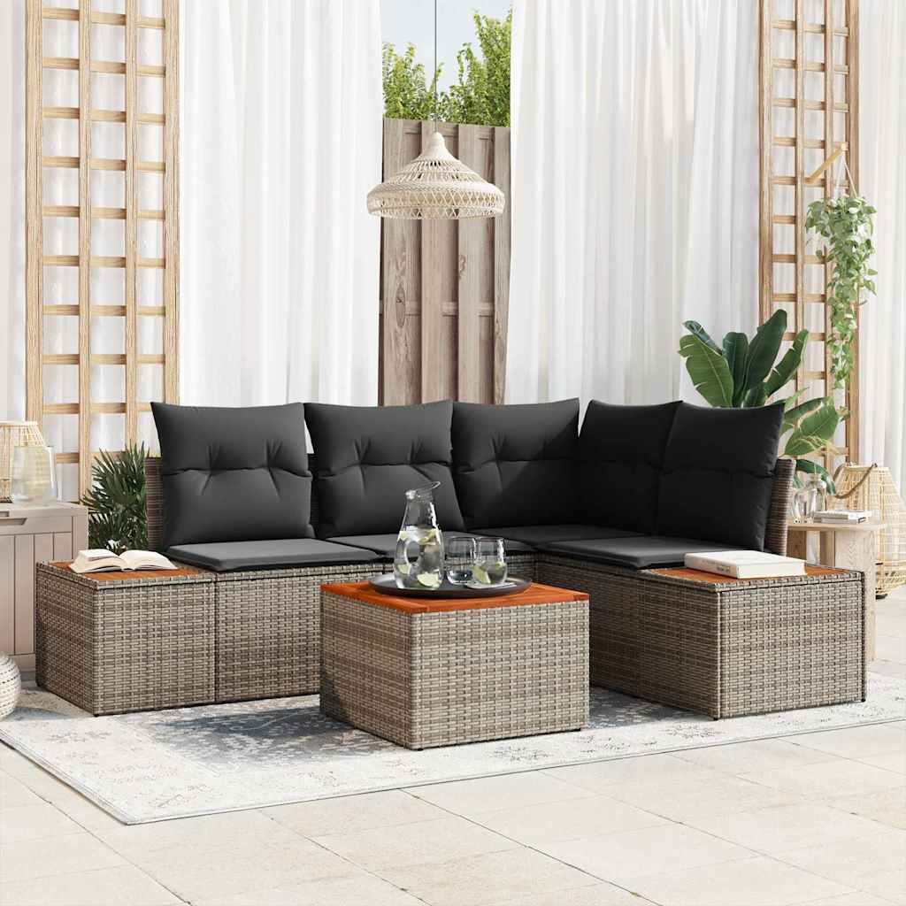 JUNG Vida Gartensofa-set mit Kissen mit Speicher 4 pcs Grau Polyrattan