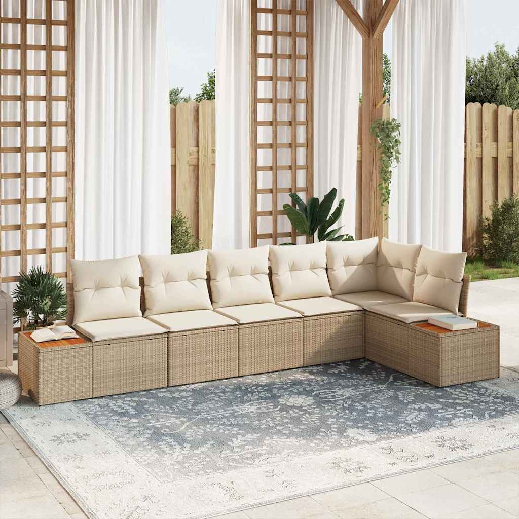 JUNG Vida Gartensofa-set mit Kissen 6 pcs Beige und Creme Polyrattan