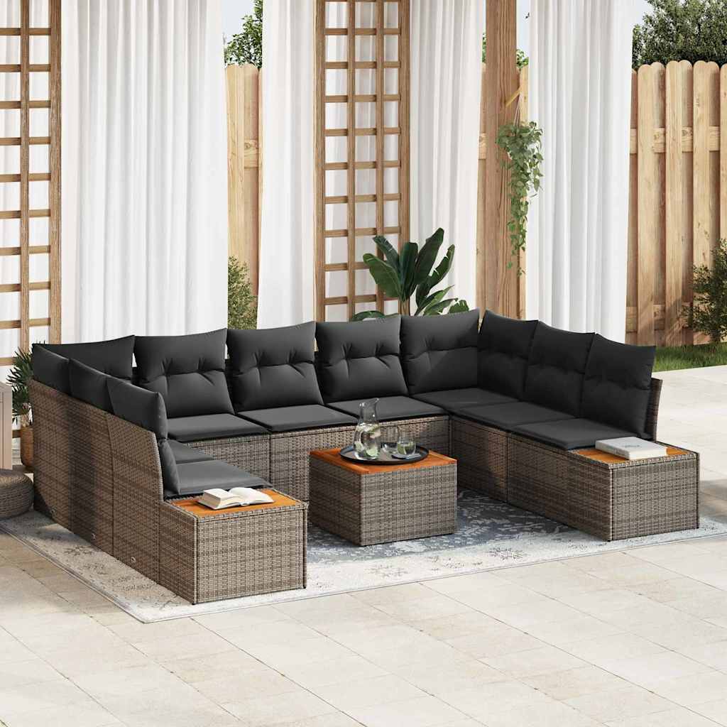 JUNG Vida Gartensofa-set mit Kissen mit Speicher 5 pcs Grau Polyrattan
