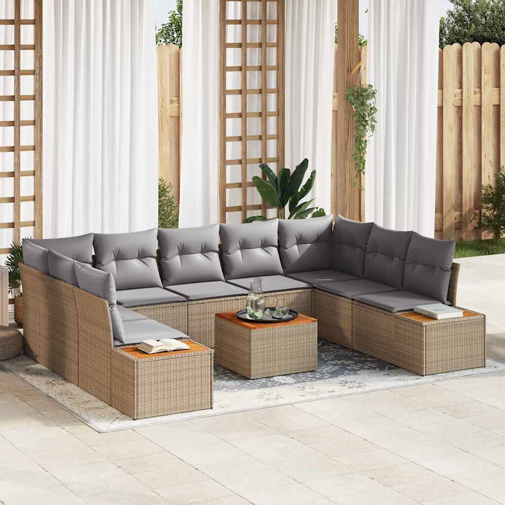 JUNG Vida Gartensofa-set mit Kissen 5 pcs Beige und Hellgrau Polyrattan