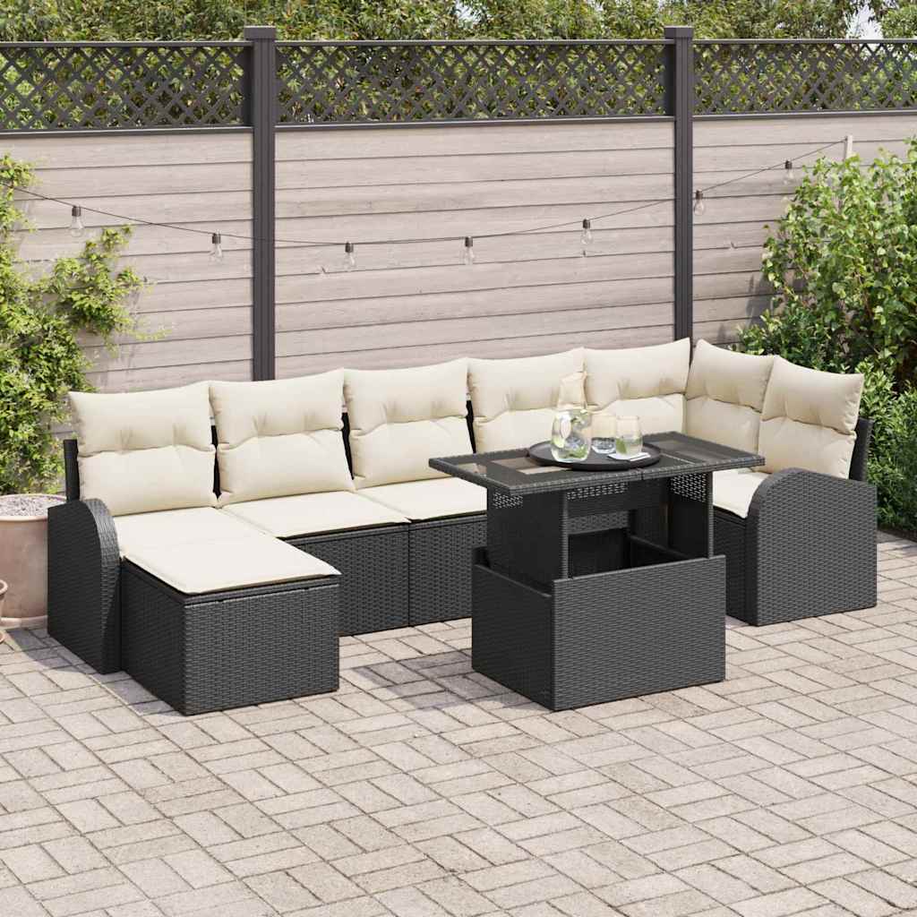 JUNG Vida Gartensofa-set mit Kissen 8 pcs Schwarz Poly Rattan