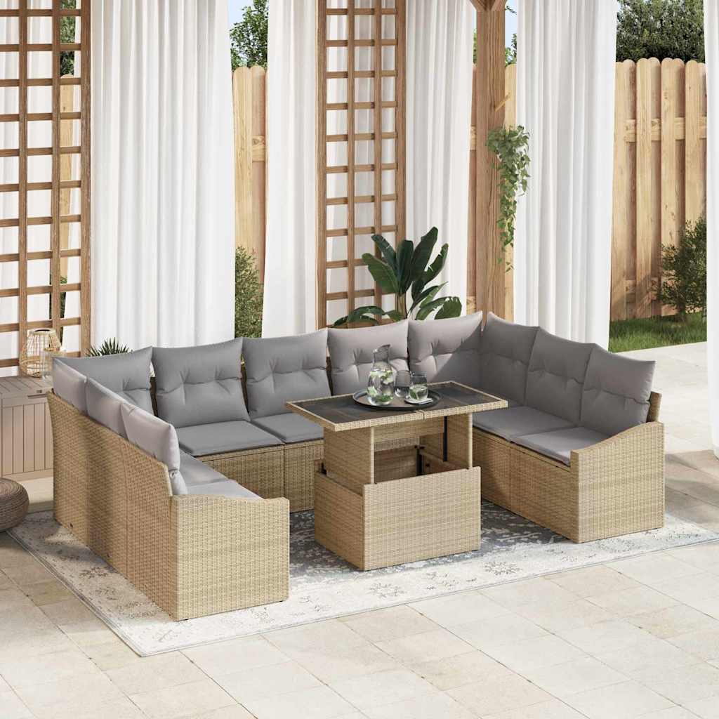 JUNG Vida Garten-Sofa-Set mit Kissen mit Kissen 10 pcs Beige und Hellgrau