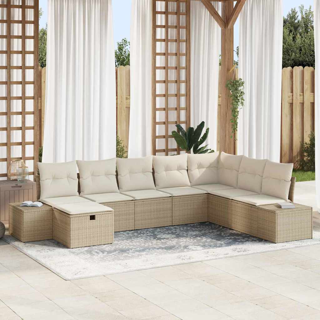 JUNG Vida Gartensofa-set mit Kissen 8 pcs Beige Poly-Rattan