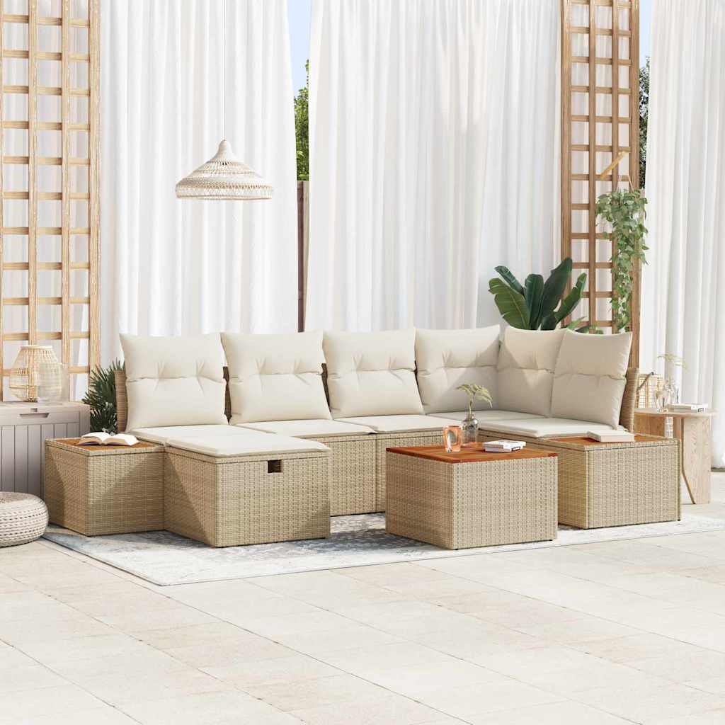 JUNG Vida Gartensofa-set mit Kissen 7 pcs Beige Poly-Rattan