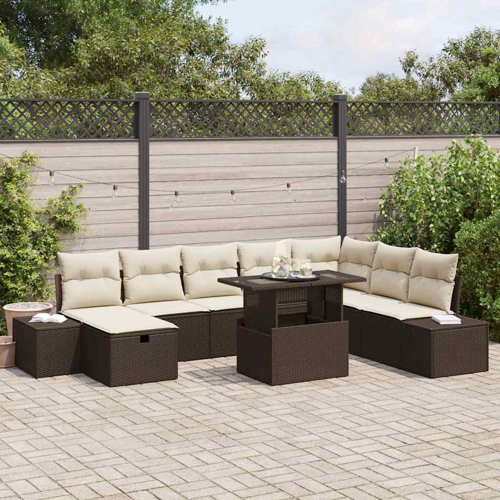 JUNG Vida Garten-Sofa-Set 11 pcs Braun Poly Rattan