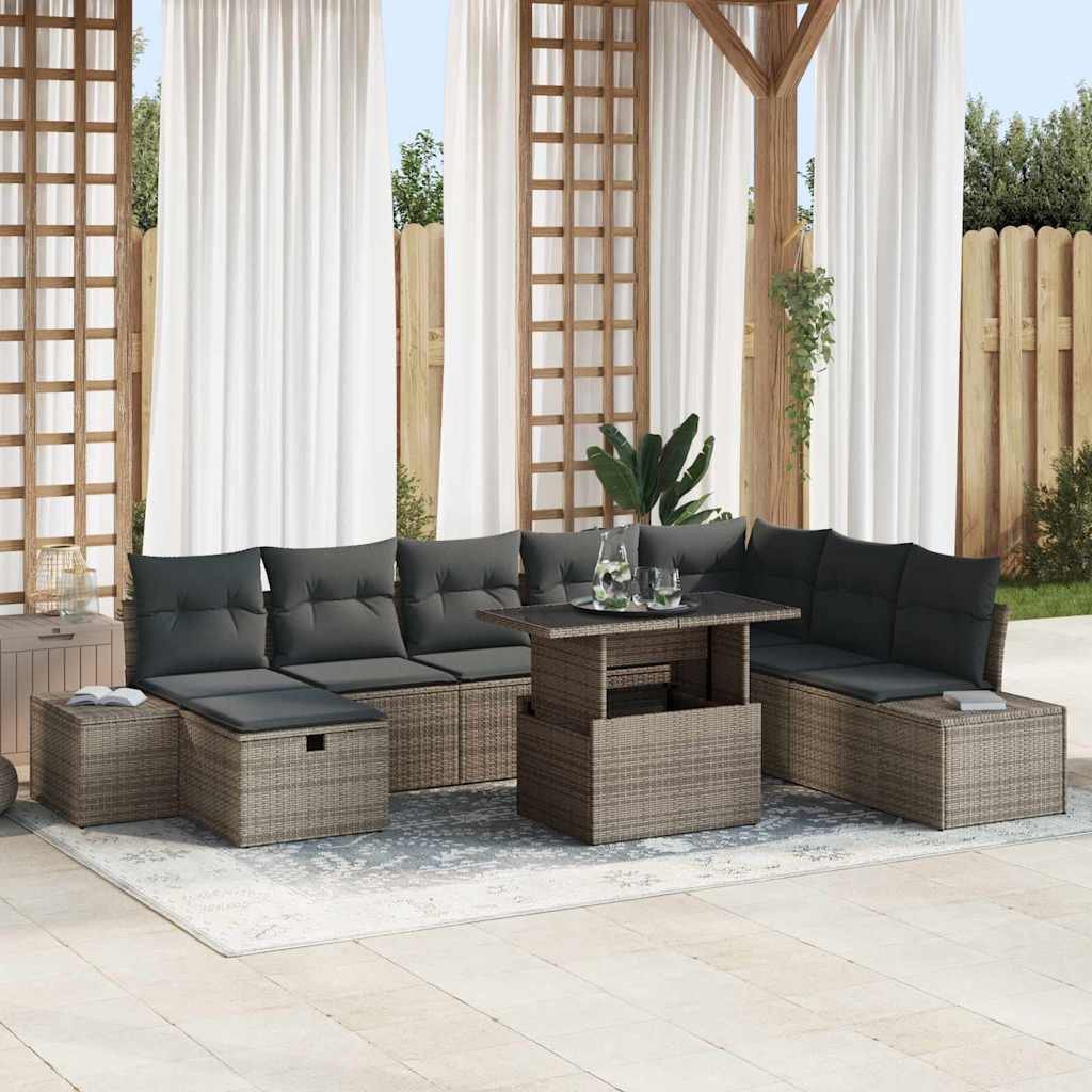JUNG Vida Garten-Sofa-Set 11 pcs Grau Poly Rattan
