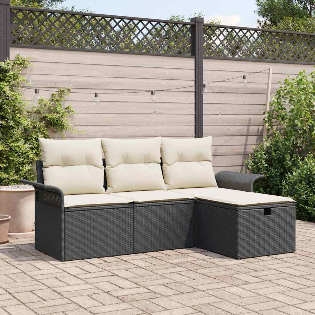JUNG Vida Gartensofa-set mit Kissen mit Speicher 4 pcs Poly Rattan