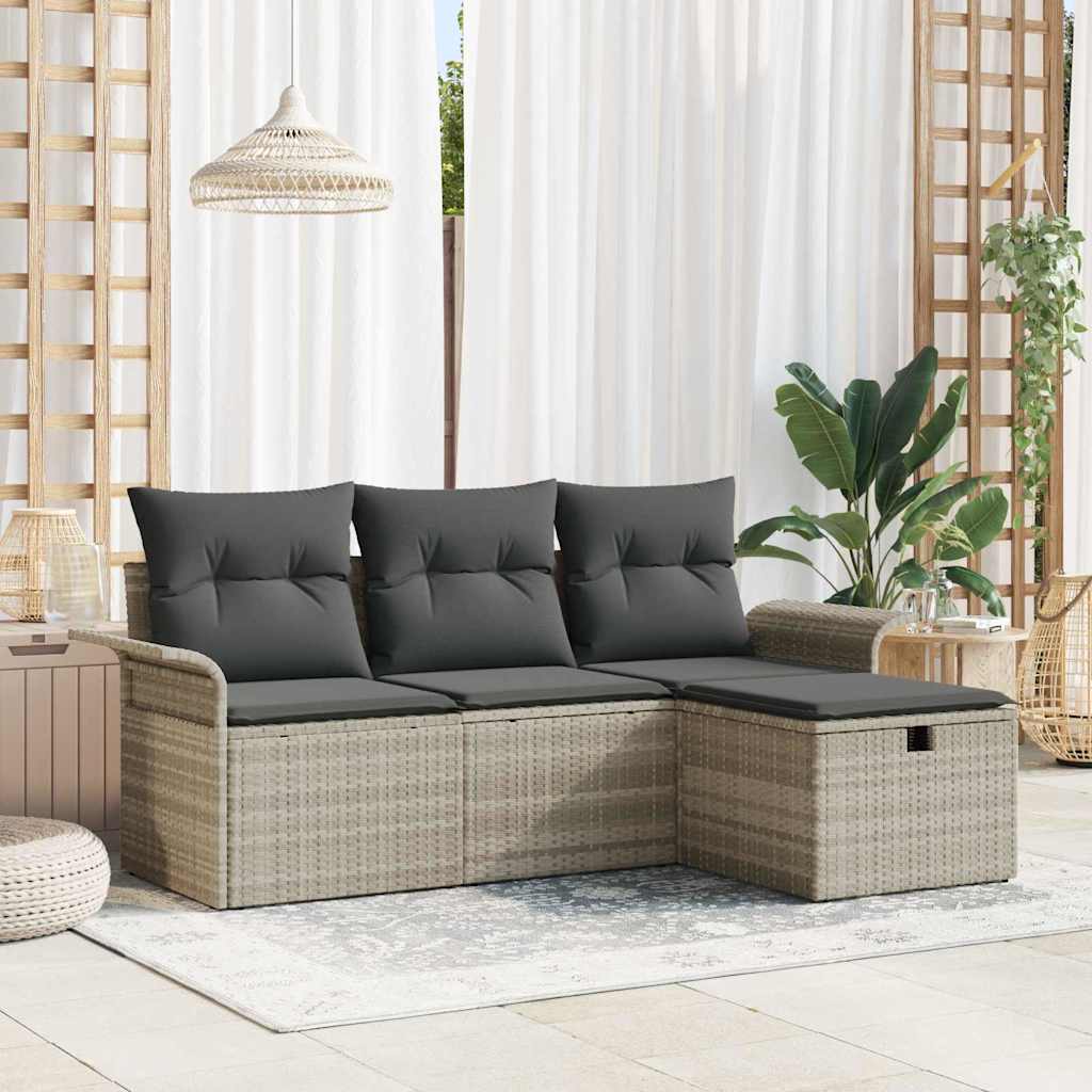 JUNG Vida Gartensofa-set mit Kissen mit Speicher 4 pcs Poly Rattan