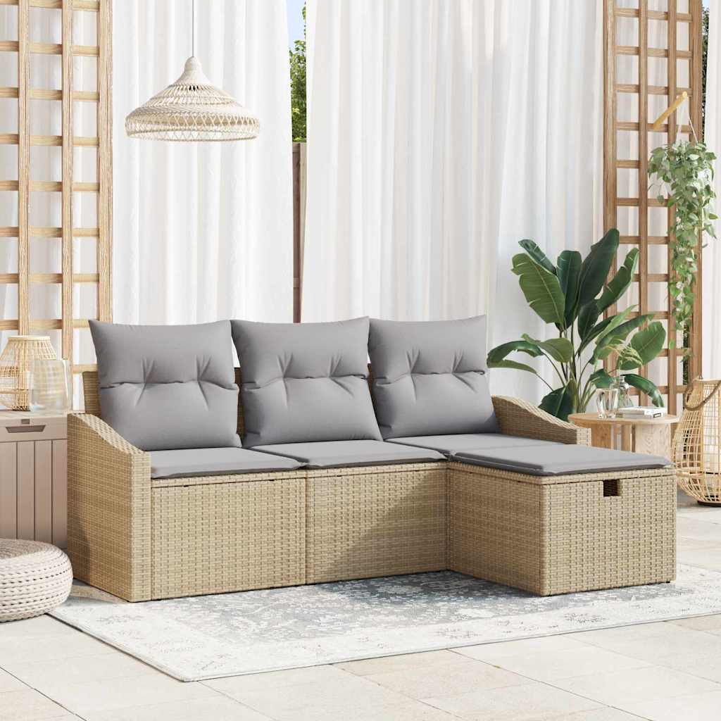 JUNG Vida Sofa Set mit Kissen 4 pcs Poly-Rattan