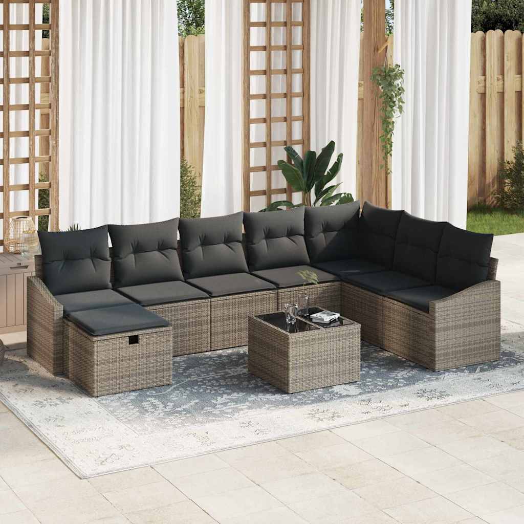 JUNG Vida Sofa Set mit Kissen 8 pcs Poly-Rattan