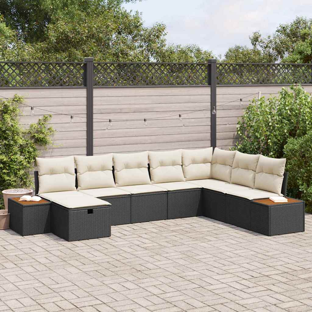 JUNG Vida Gartensofa-set mit Kissen mit Speicher Schwarz Poly-Rattan