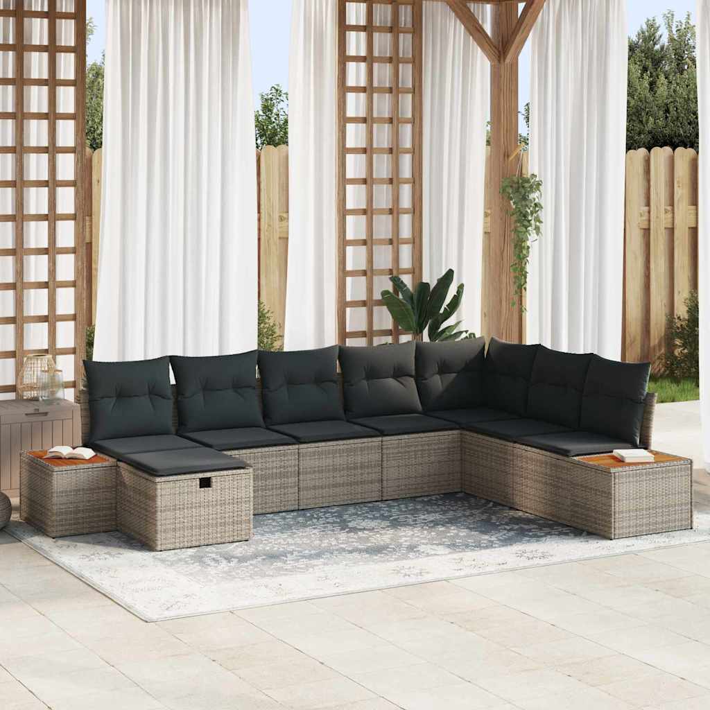 JUNG Vida Gartensofa-set mit Kissen mit Speicher Grau Poly-Rattan