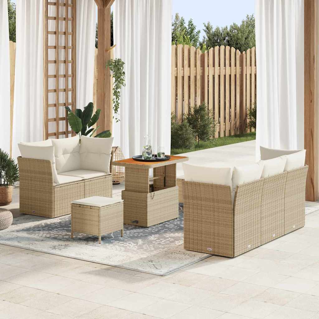 JUNG Vida Gartensofa-set mit Kissen 8 pcs Beige Poly-Rattan