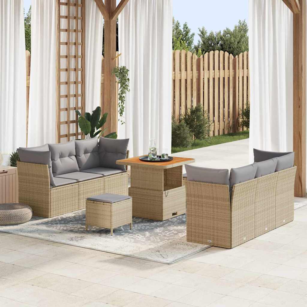 JUNG Vida Garten-Sofa-Set 9 pcs Beige Poly-Rattan