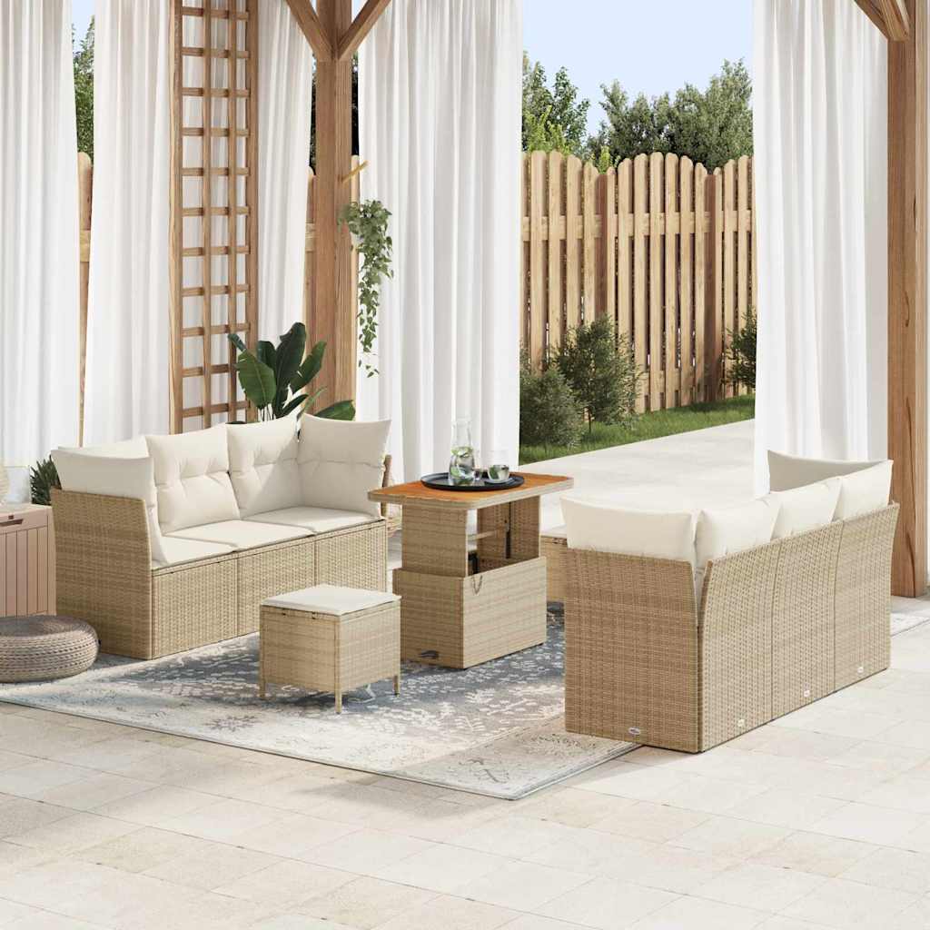 JUNG Vida Garten-Sofa-Set 9 pcs Beige Poly-Rattan