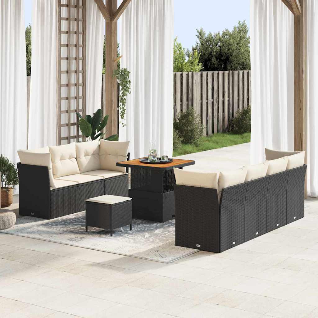 JUNG Vida Gartensofa-set 10 pcs Schwarz Poly-Rattan