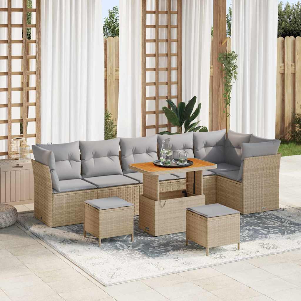 JUNG Vida Gartensofa-set 8 pcs Beige Poly-Rattan