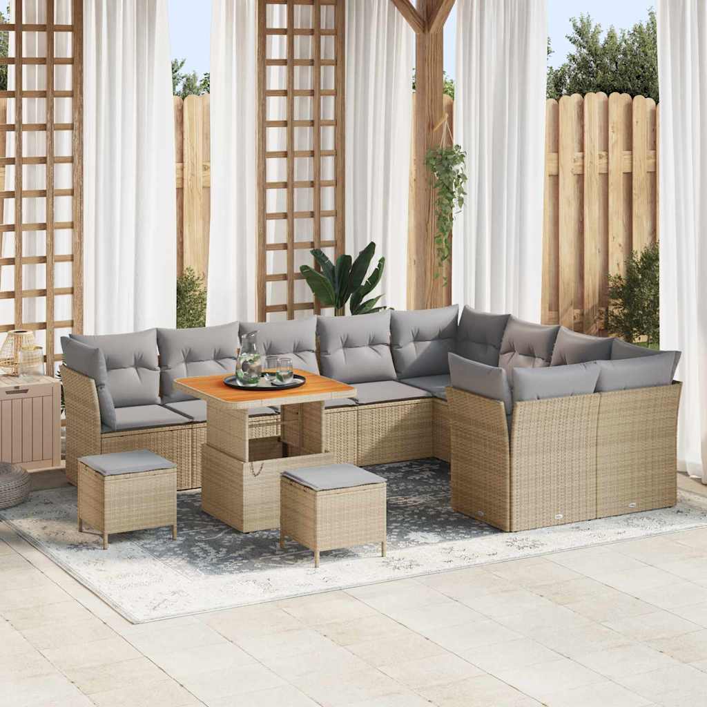 JUNG Vida Gartensofa-set 12 pcs Beige Poly-Rattan