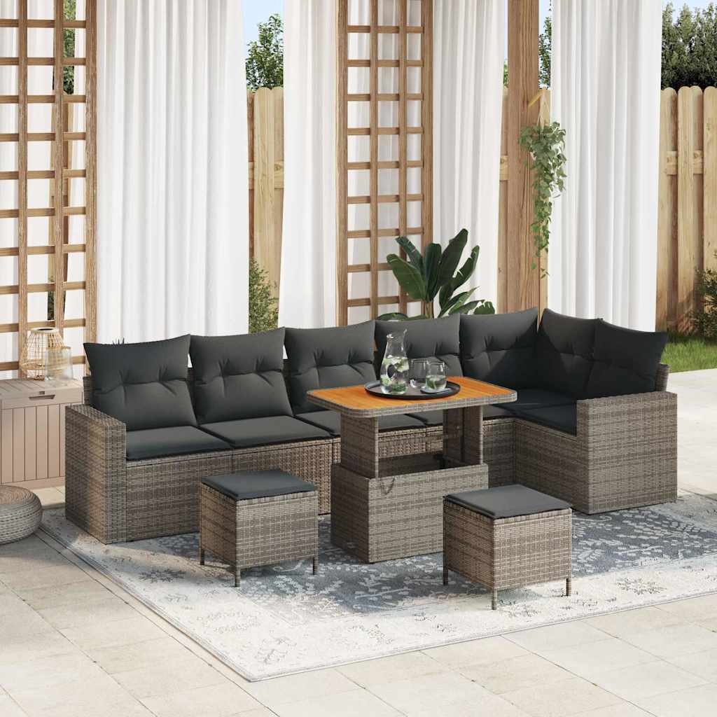 JUNG Vida Gartensofa-set 9 pcs Grau Poly-Rattan