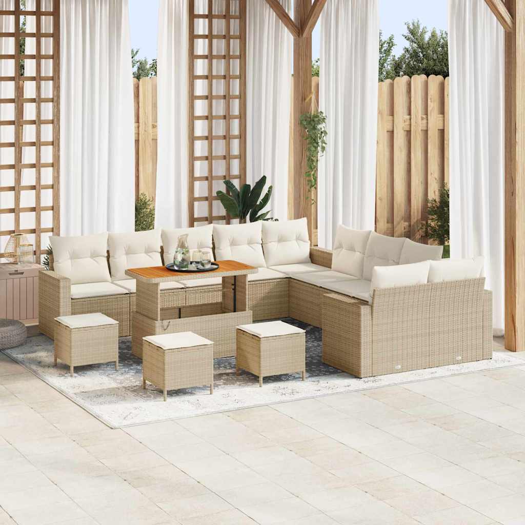 JUNG Vida Gartensofa-set 14 pcs Beige Poly-Rattan