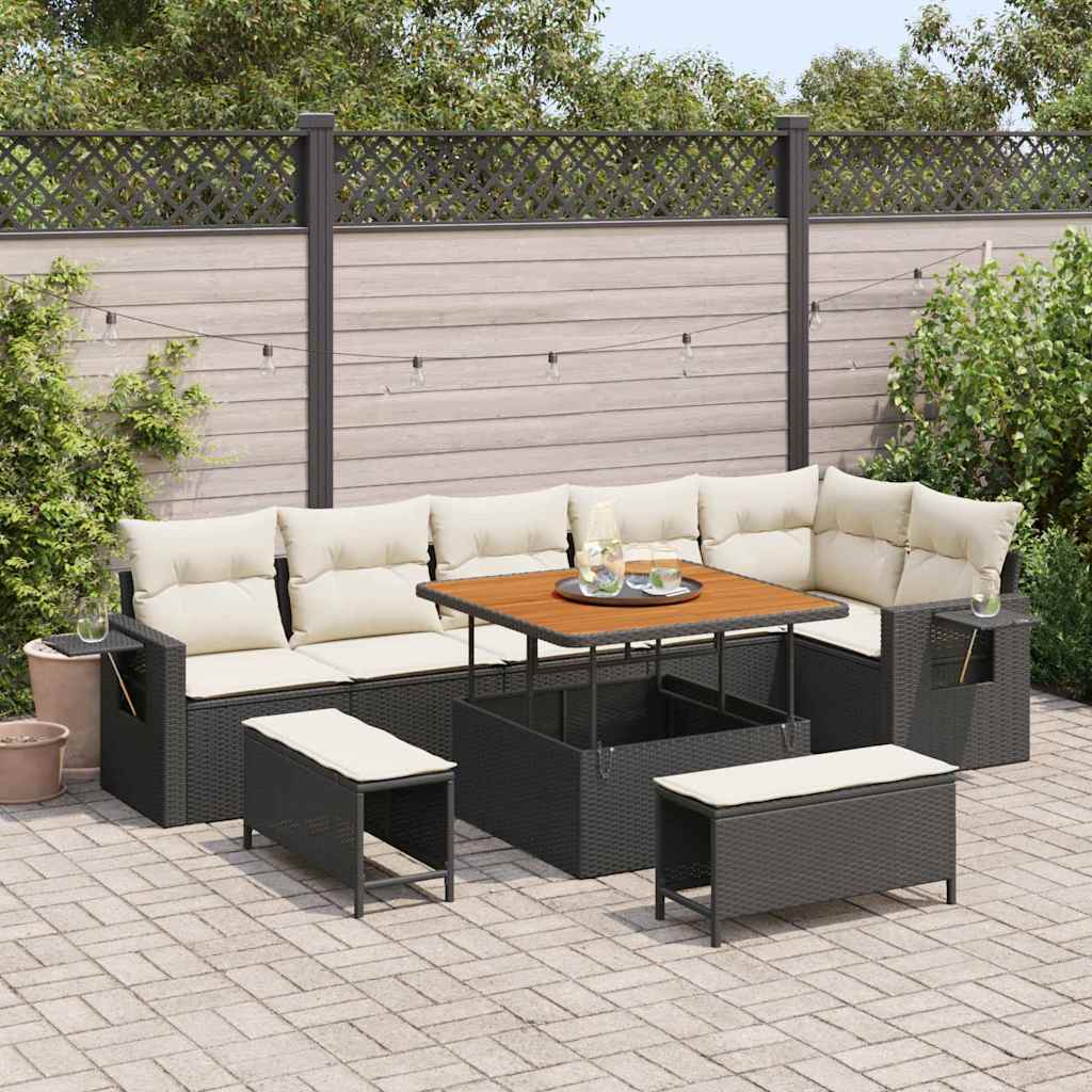 JUNG Vida Gartensofa-set 9 pcs Schwarz Poly-Rattan