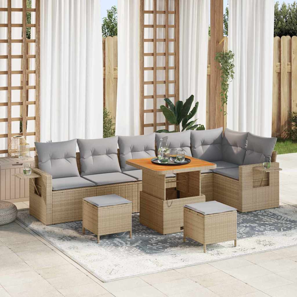 JUNG Vida Gartensofa-set 9 pcs Beige Poly-Rattan