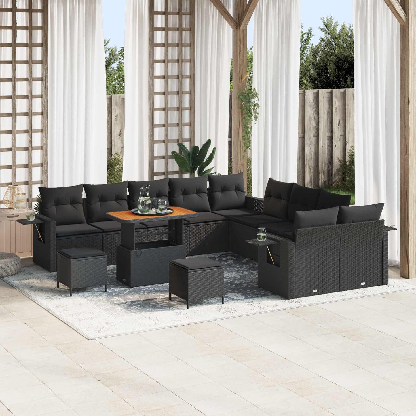 JUNG Vida Gartensofa-set 13 pcs Schwarz Poly-Rattan