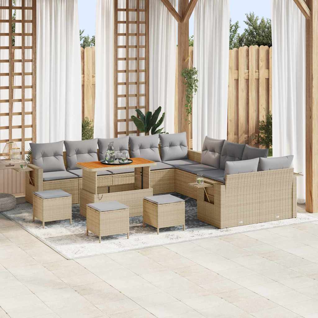 JUNG Vida Gartensofa-set 14 pcs Beige Poly-Rattan
