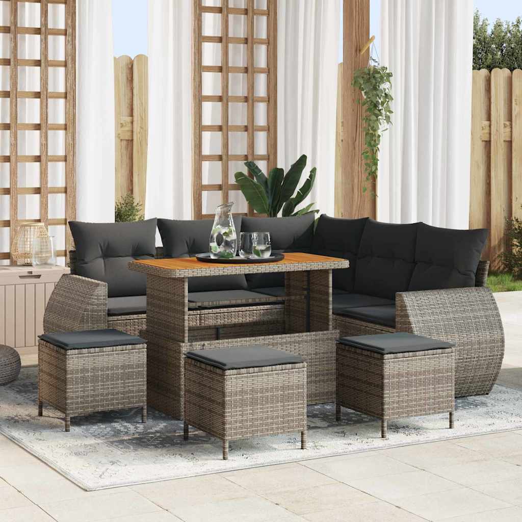 JUNG Vida Gartensofa-set 9 pcs Grau Poly-Rattan