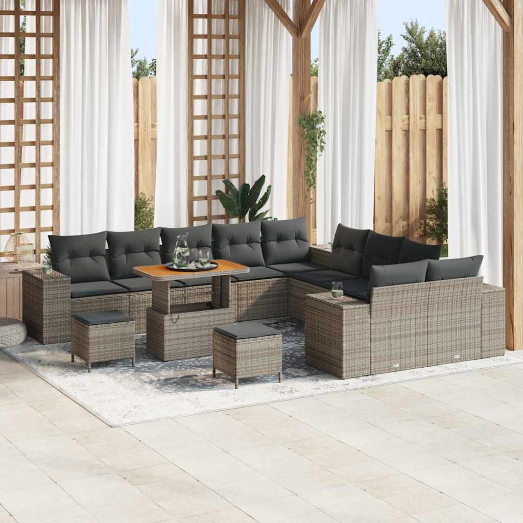 JUNG Vida Gartensofa-set mit Kissen 13 pcs Grau Poly-Rattan