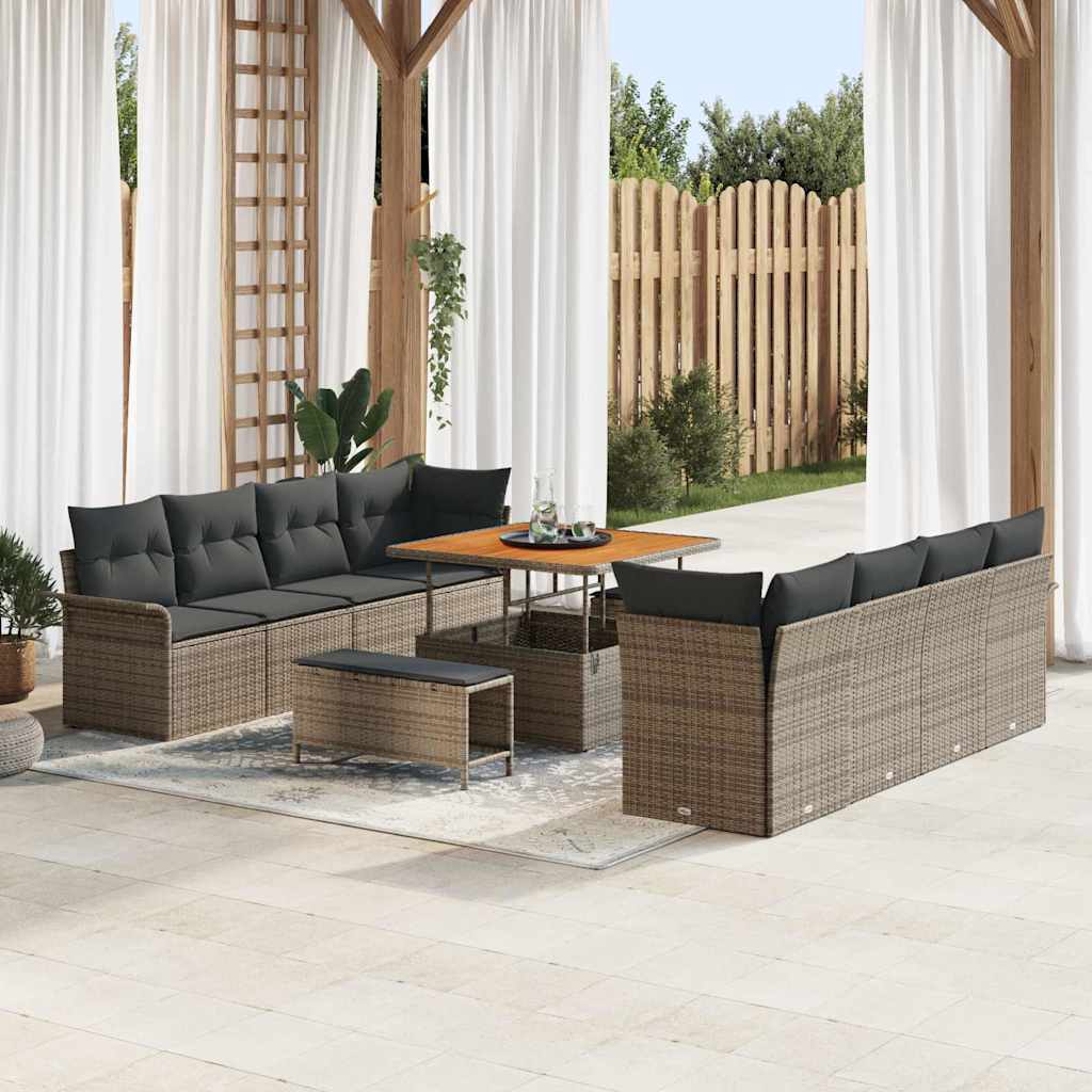 JUNG Vida Gartensofa-set mit Kissen 11 pcs Grau Poly-Rattan